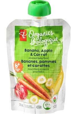 Pc organics nourriture pour bébé - baby food (6 mois/bananes pommes & carottes)