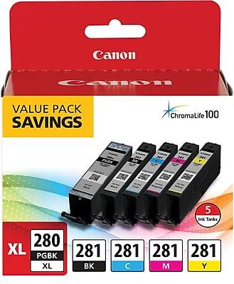 Canon Pgi-280Xl/Cli-281 Black Cyan Magenta Yellow Ink (5 ct)