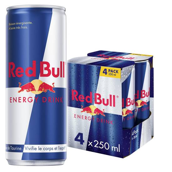 Red Bull - Boisson énergisante (4 pièces, 250 ml)