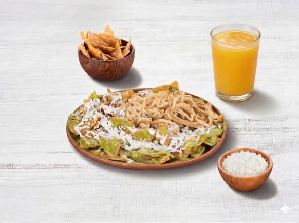 Combo chilaquiles con maciza y jugo