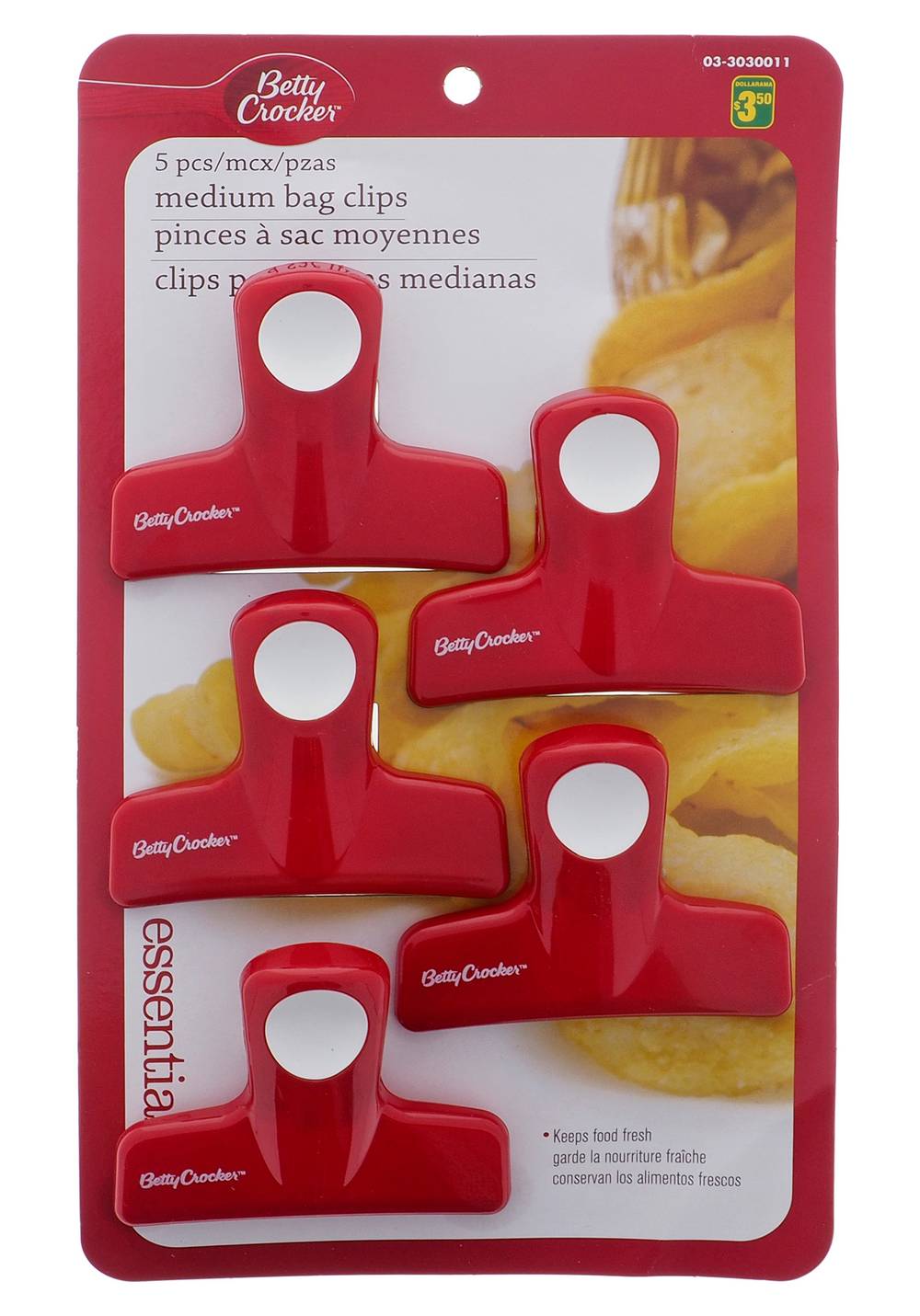 Betty Crocker Bag Clips, Medium, Red (5 ct)