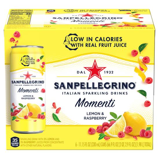 San Pellegrino Momenti Lemon & Raspberry Sparkling Drink (6 x 11.2 fl oz)