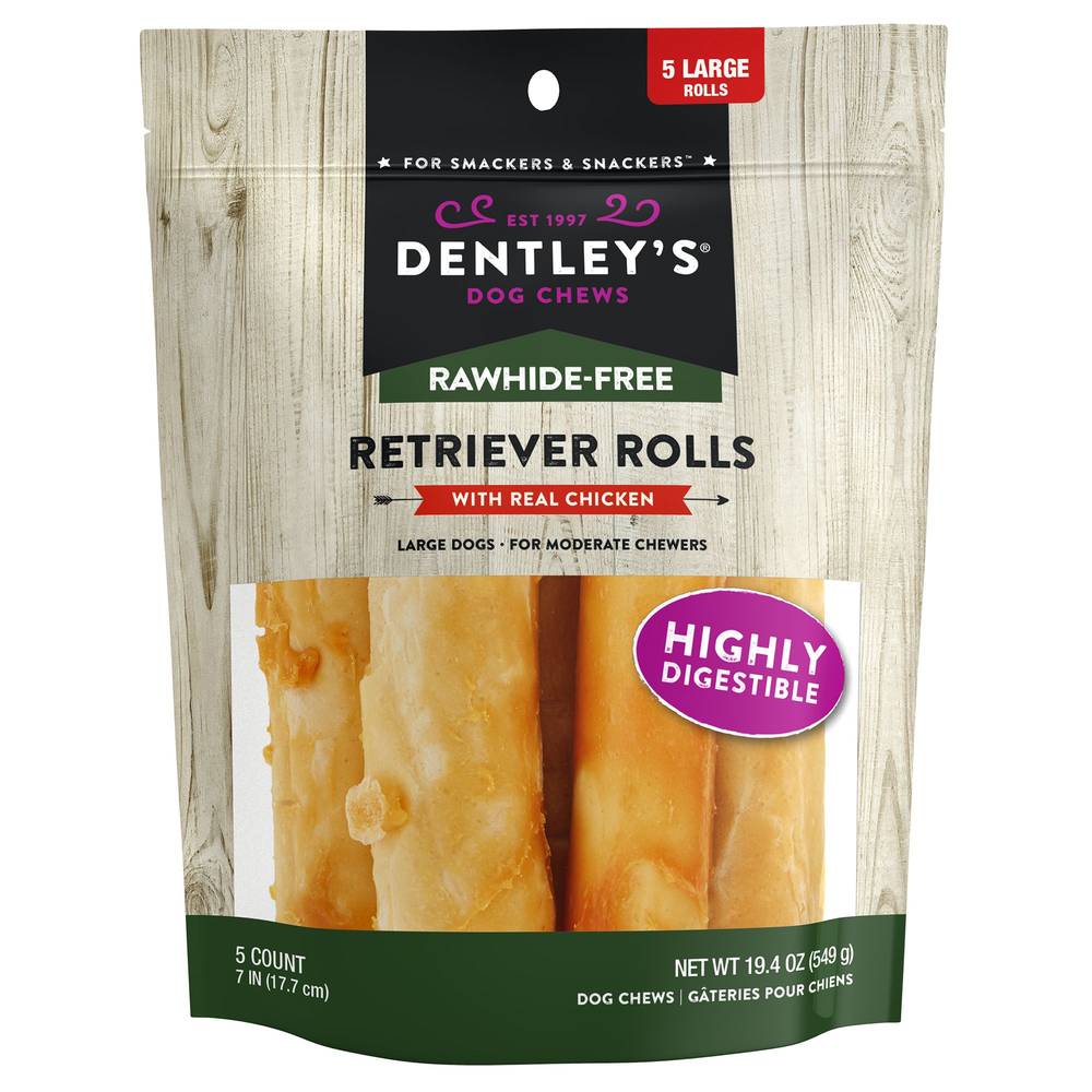 Dentley's® Rawhide-Free 7\" Retriever Rolls Dog Chew - Chicken, 5 Count (Flavor: Chicken, Size: 5 Count)
