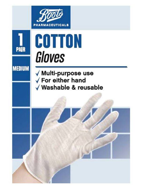 Boots M, White, Cotton Gloves