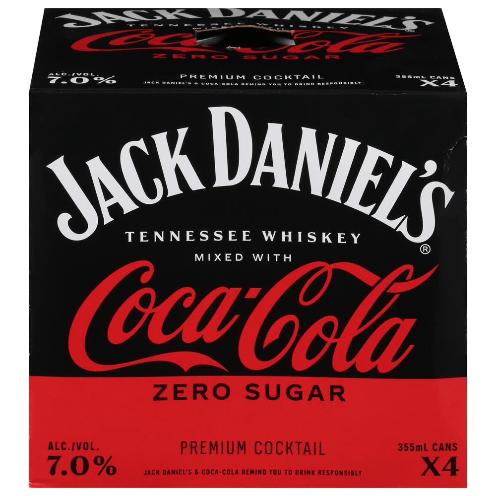 Jack Daniel's Coca-Cola Zero Sugar Tennessee Whiskey (4 x 355 ml)
