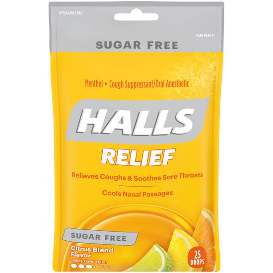 HALLS Sugar Free Citrus Couch DropsIncludes one 25 ct. bag of HALLS Sugar Free Citrus Blend Flavor Cough Drops.
