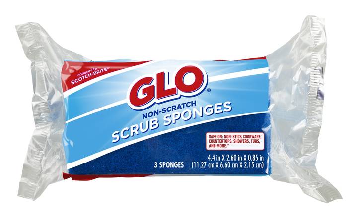 Glo Non-Scratch Scrub Sponges (3 ct) (4.4 in x 2.60 in x 0.85 in)