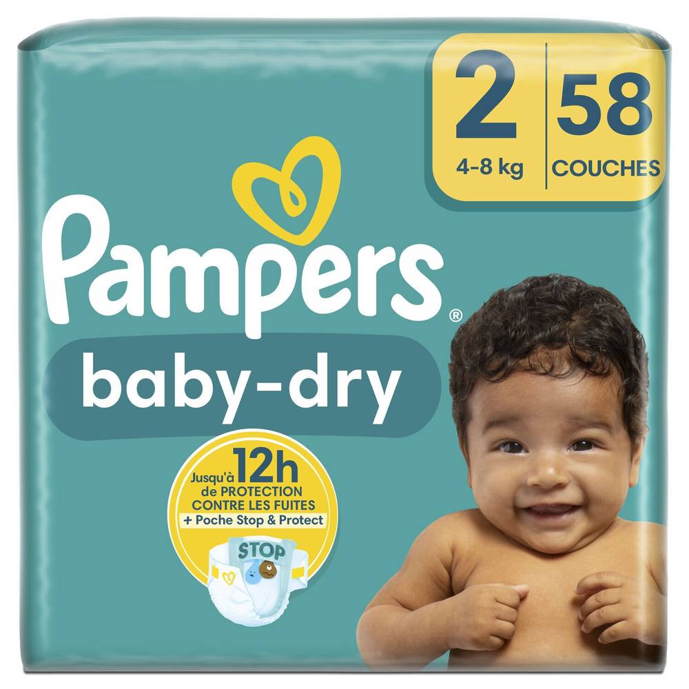 Pampers - Baby-dry couches bébé taille-2, 4-8 kg (58 pièces)