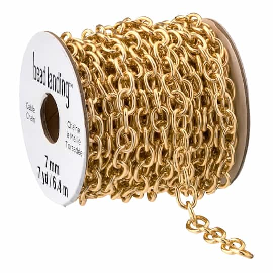 Bead Landing Cable Chain, 7 Yd / 6.4 m, Gold