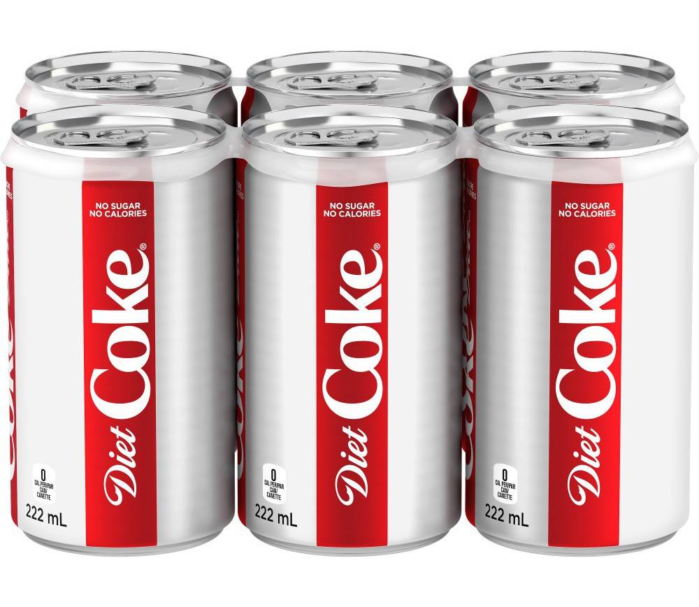 Diet Coke No Sugar Soda (6 x 222 ml)