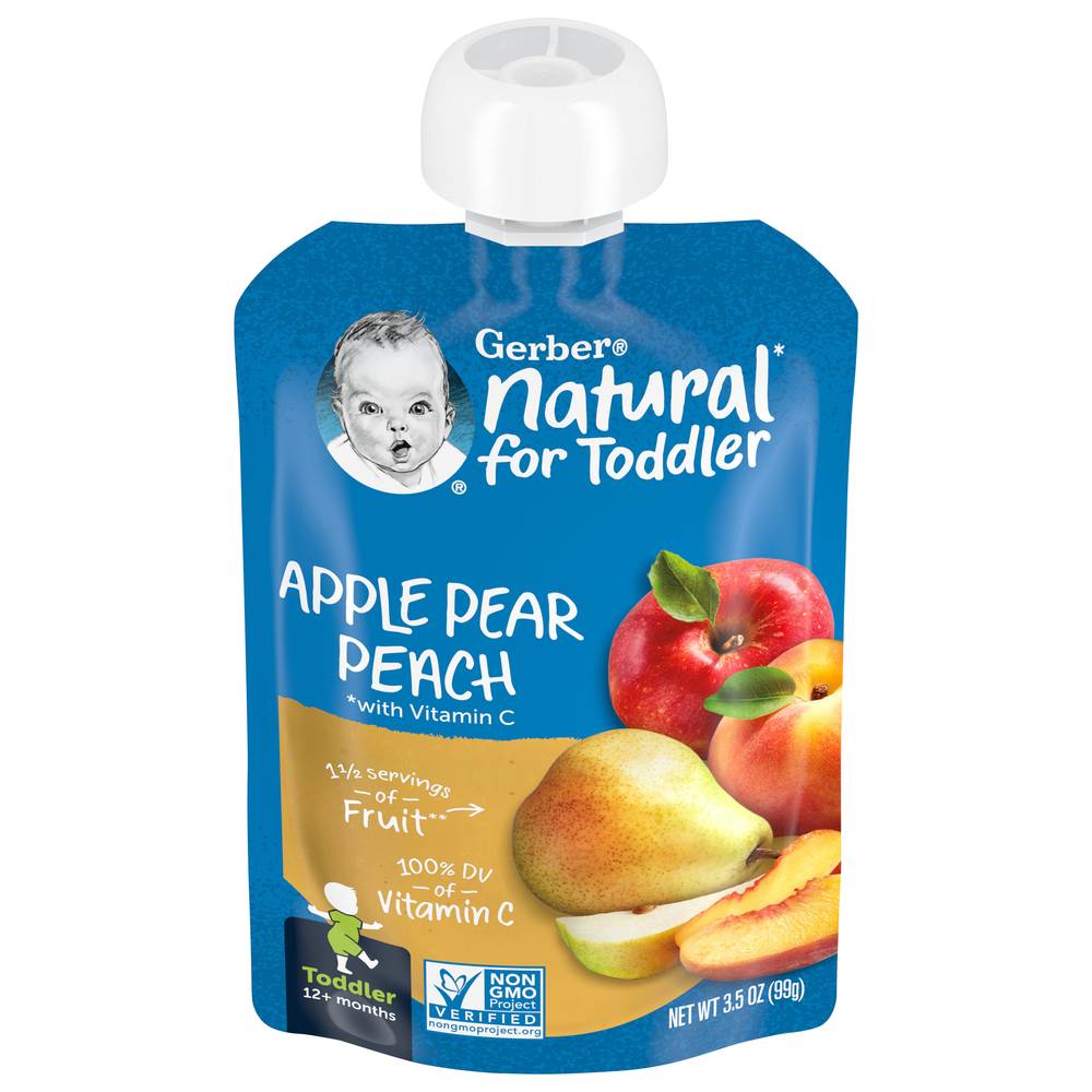 Gerber Natural 12+ Months Toddler Apple Pear & Peach Blend (3.5 oz)