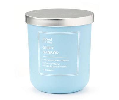Quiet Harbor 2-Wick Blue Colored Glass Candle, 12 Oz.