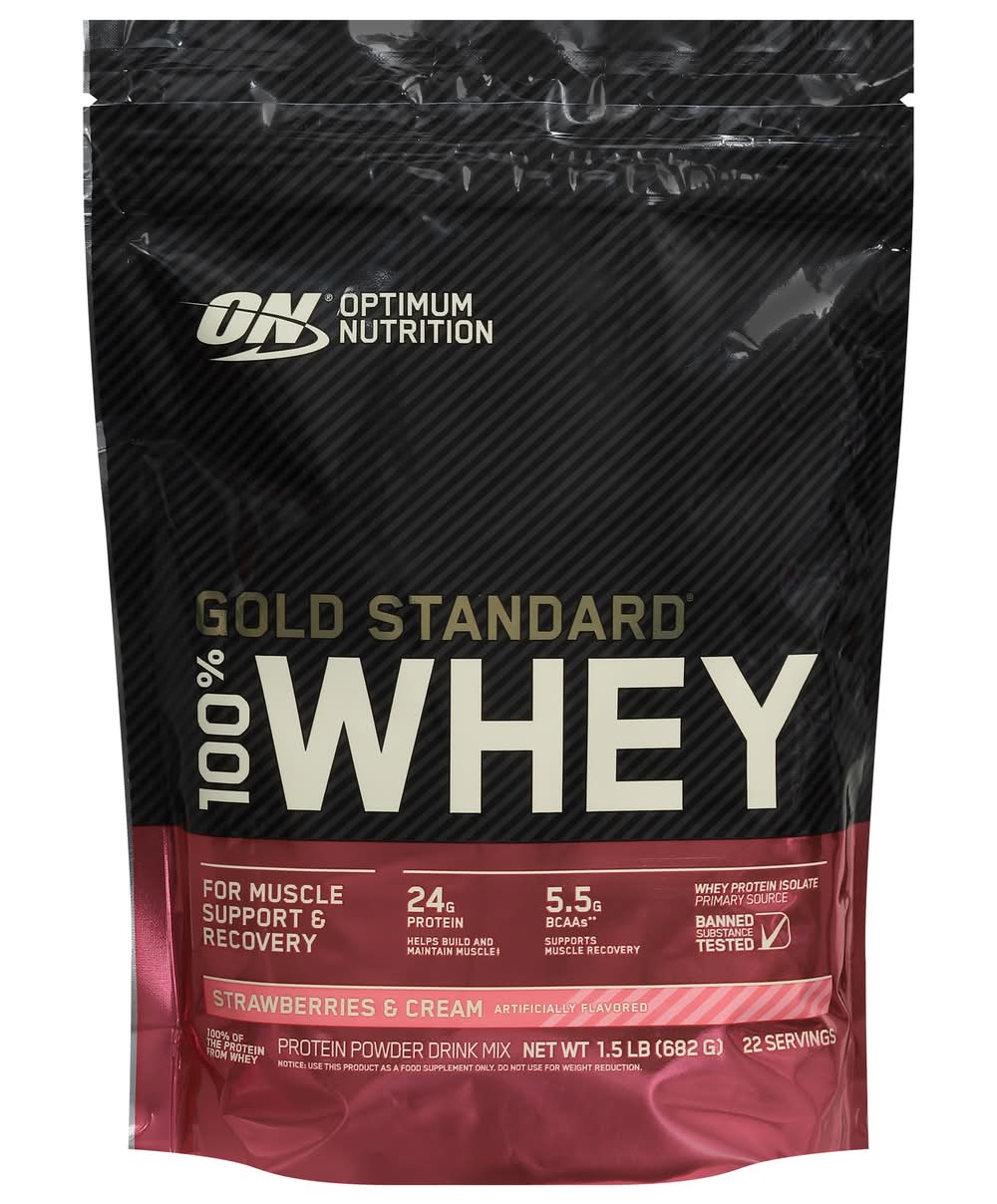 Optimum Nutrition 100% Whey Protein Powder, Strawberries-Cream (1.5 lbs)