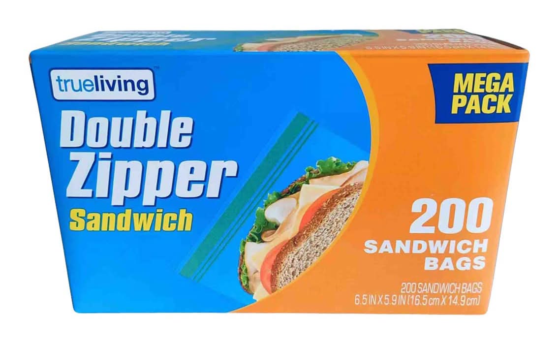 Trueliving Double Zipper Sandwich Bags 6.5 In X 5.9 In 200 Ct