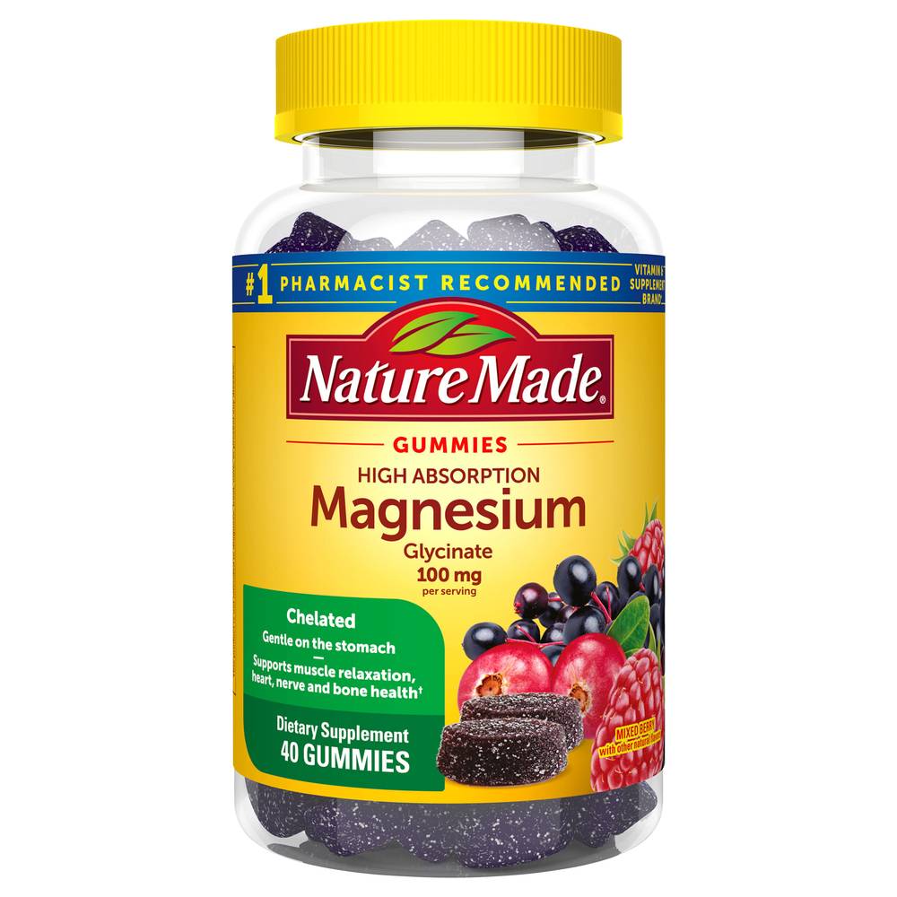 Nature Made High Absorption Magnesium Glycinate 100 mg Gummies, Mixed Berry (40 ct)