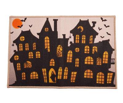 Black & Orange Haunted House Kitchen Mat, (30" x 20")