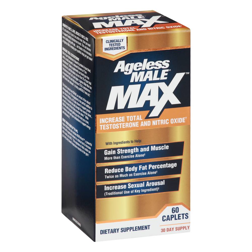 Ageless Male Increase Total Testosterone and Nitric Oxide Supplement Caplets (60 ct)