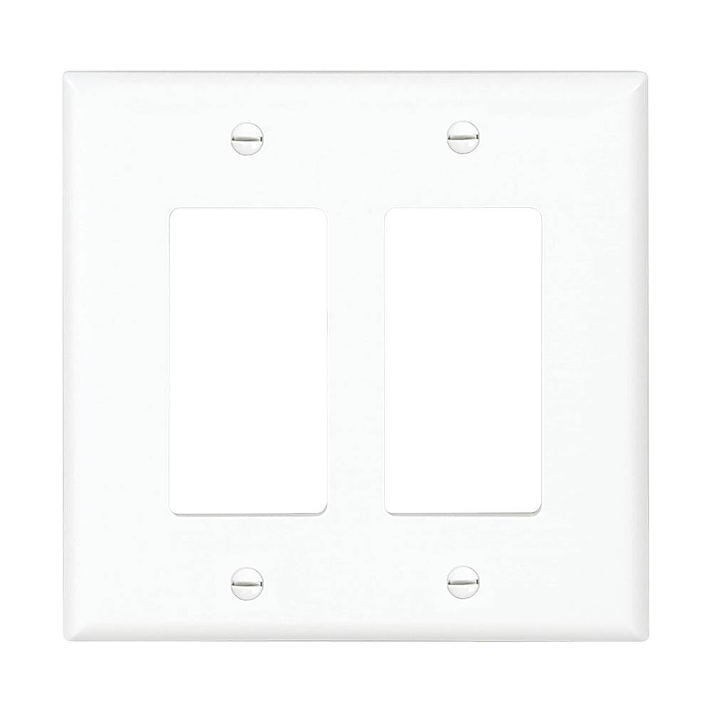 Eaton 2-Gang Midsize White Polycarbonate Indoor Decorator Wall Plate | PJ262W-F-LW