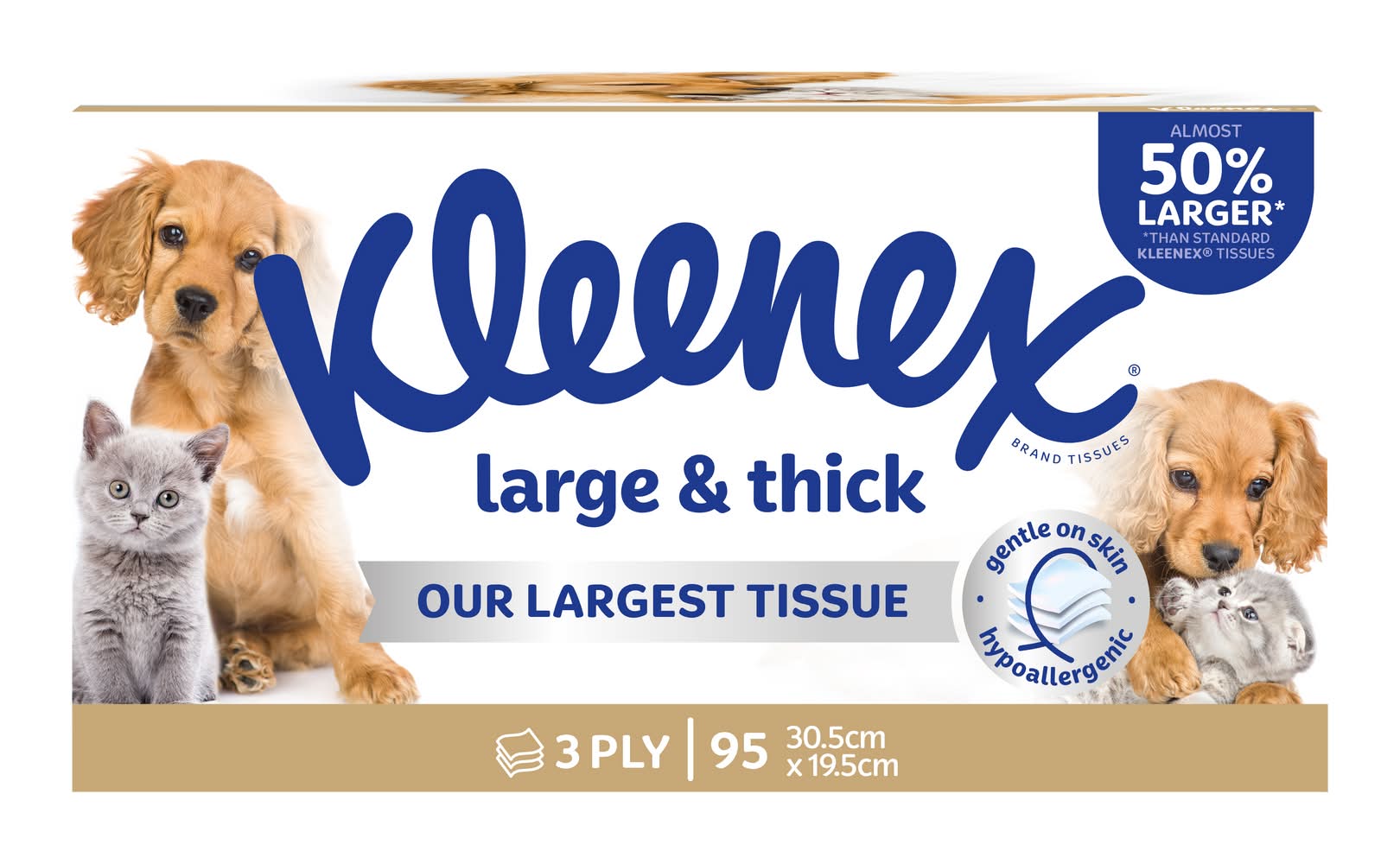 Kleenex Thick Facial Tissues, 30.5x19.5 cm (95 pack)