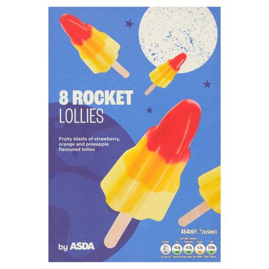Asda Rocket Lollies 8 x 58ml (464ml)