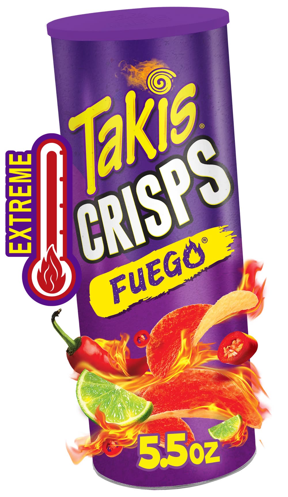 Takis Fuego Potato Crisps Chips, Hot Chili Pepper & Lime (5.5 oz)