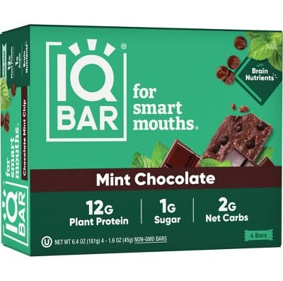 IQBAR Protein Bars, Mint Chocolate Chip (4 x 1.6 oz)