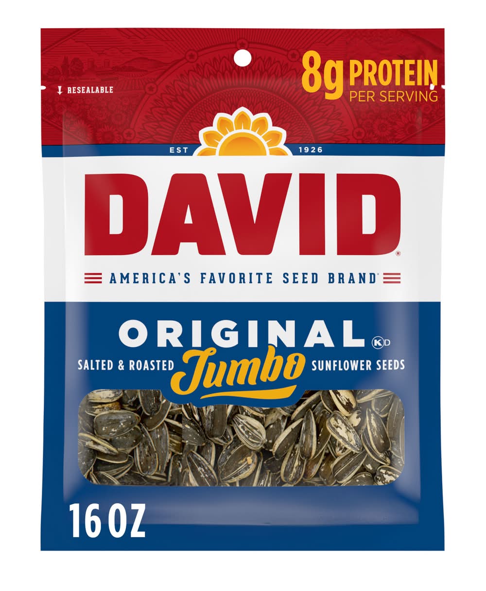 David Original Salted and Roasted Jumbo Sunflower Seeds (16 oz)