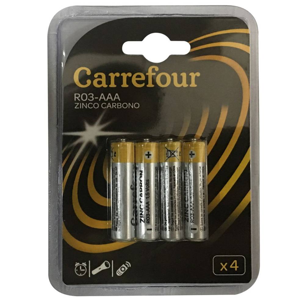 Carrefour pilhas de zinco carbono aaa (4 unidades)