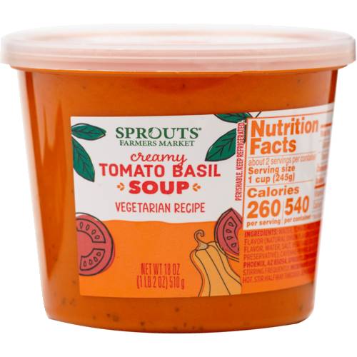 Sprouts Creamy Tomato Basil Soup Vegetarian Recipe