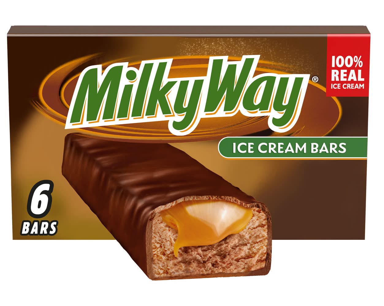 Milky Way Ice Cream Bars, Chocolate & Caramel (6 x 2 fl oz)