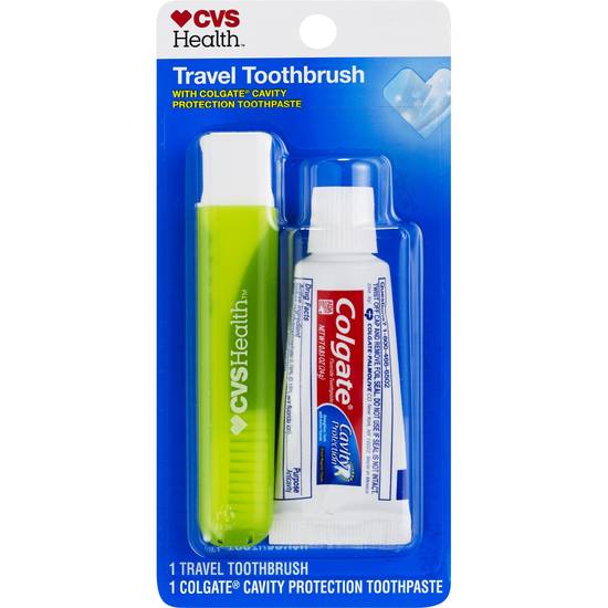 CVS Health Travel Toothbrush With Colgate Toothpaste