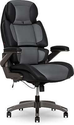 Sharper Image S-950 Heated Ergonomic Polyurethane Swivel Executive Massage Chair, Gray/Black (52755M-GRYBLK)