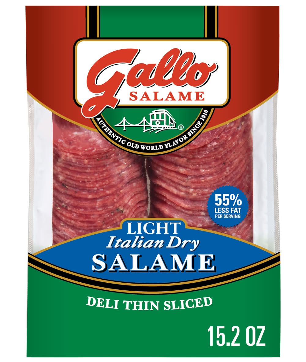 Gallo Salame Light Italian Dry Deli Thin Sliced Salame (15.2 oz)