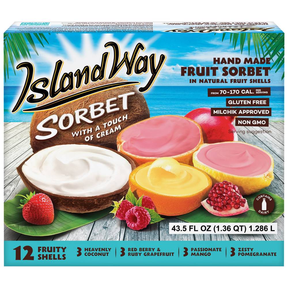 Island Way Sorbet Fruit Sorbet in Assorted Fruit Shells (43.5 fl oz)