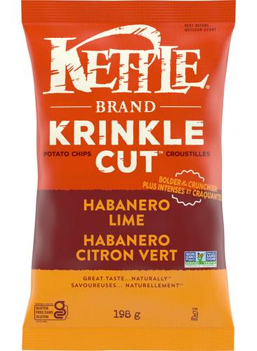 Kettle Krinkle Chips Potato Chips, Krinkle Cut Habanero Lime (198 g)