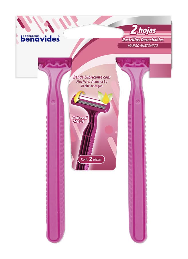 Farmacias Benavides · Rastrillo desechable con mango rosa (20 g)