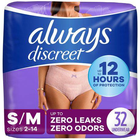 Always Discreet Adult Incontinence Underwear For Women, S/M (32 ct)