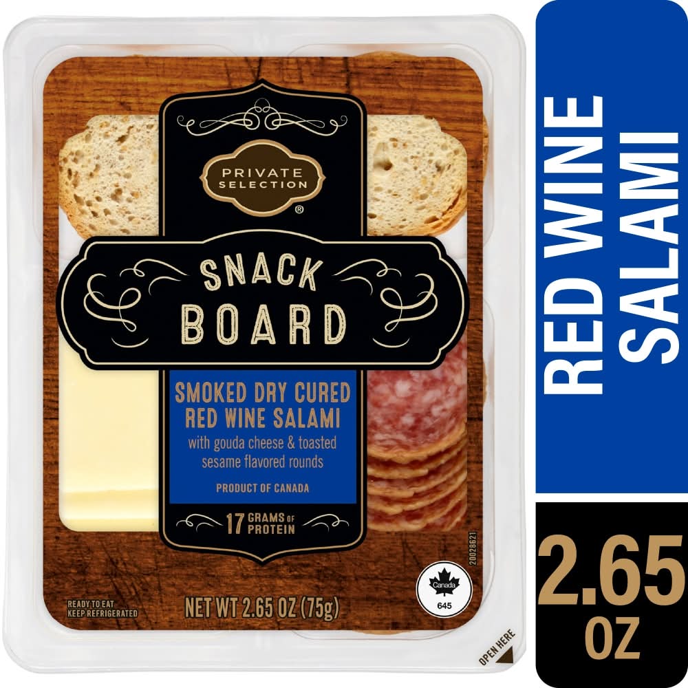 Private Selection® Red Wine Salami Gouda and Sesame Rounds Snack Board