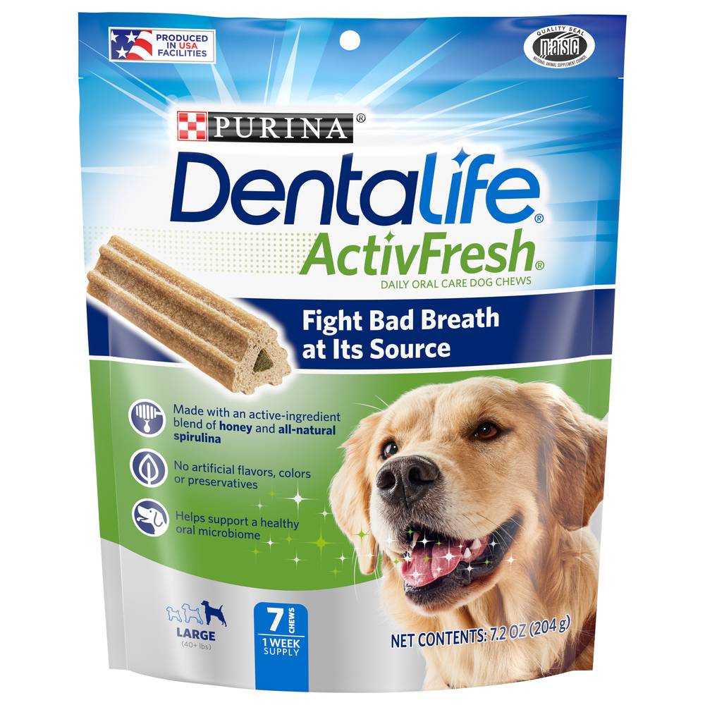 Purina Dentalife Large Dog Dental Chews Activfresh Daily Oral Care (7.2 oz)