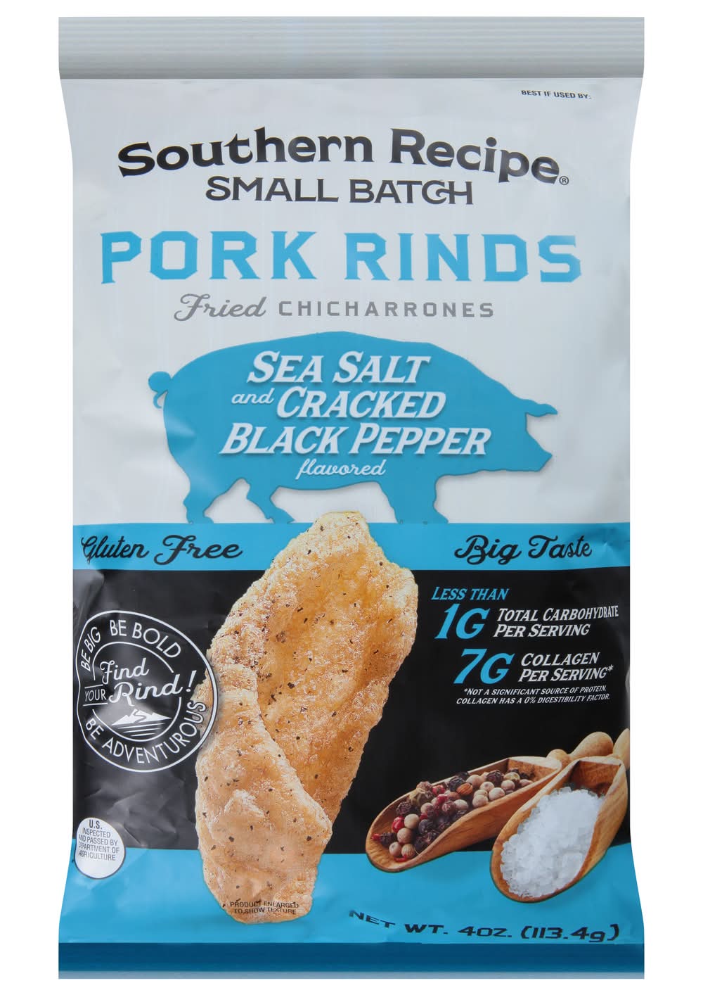 Southern Recipe Small Batch Pork Rinds, Sea Salt-Cracked Pepper (4 oz)