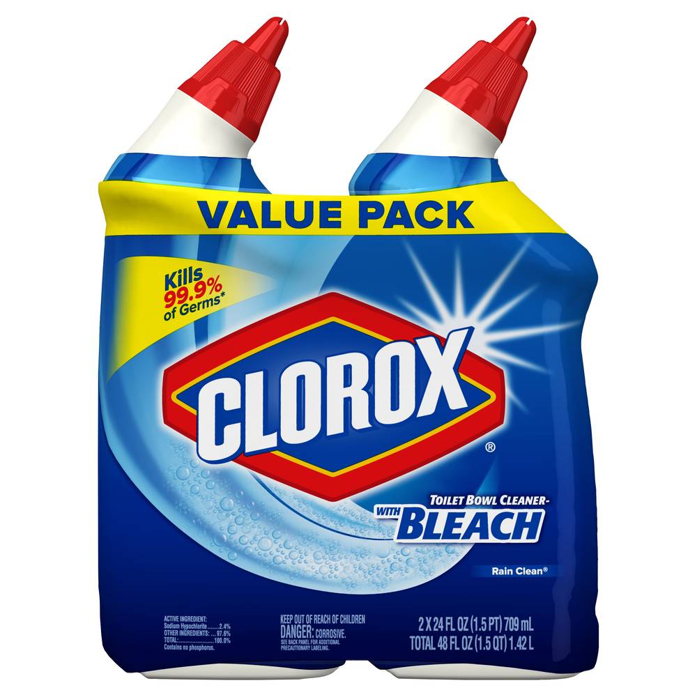 Clorox Toilet Bowl Cleaner With Bleach, Rain Clean (2 ct)