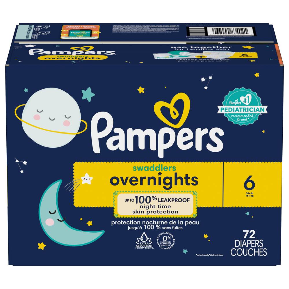 Pampers Swaddlers Overnight Diapers, Size 6