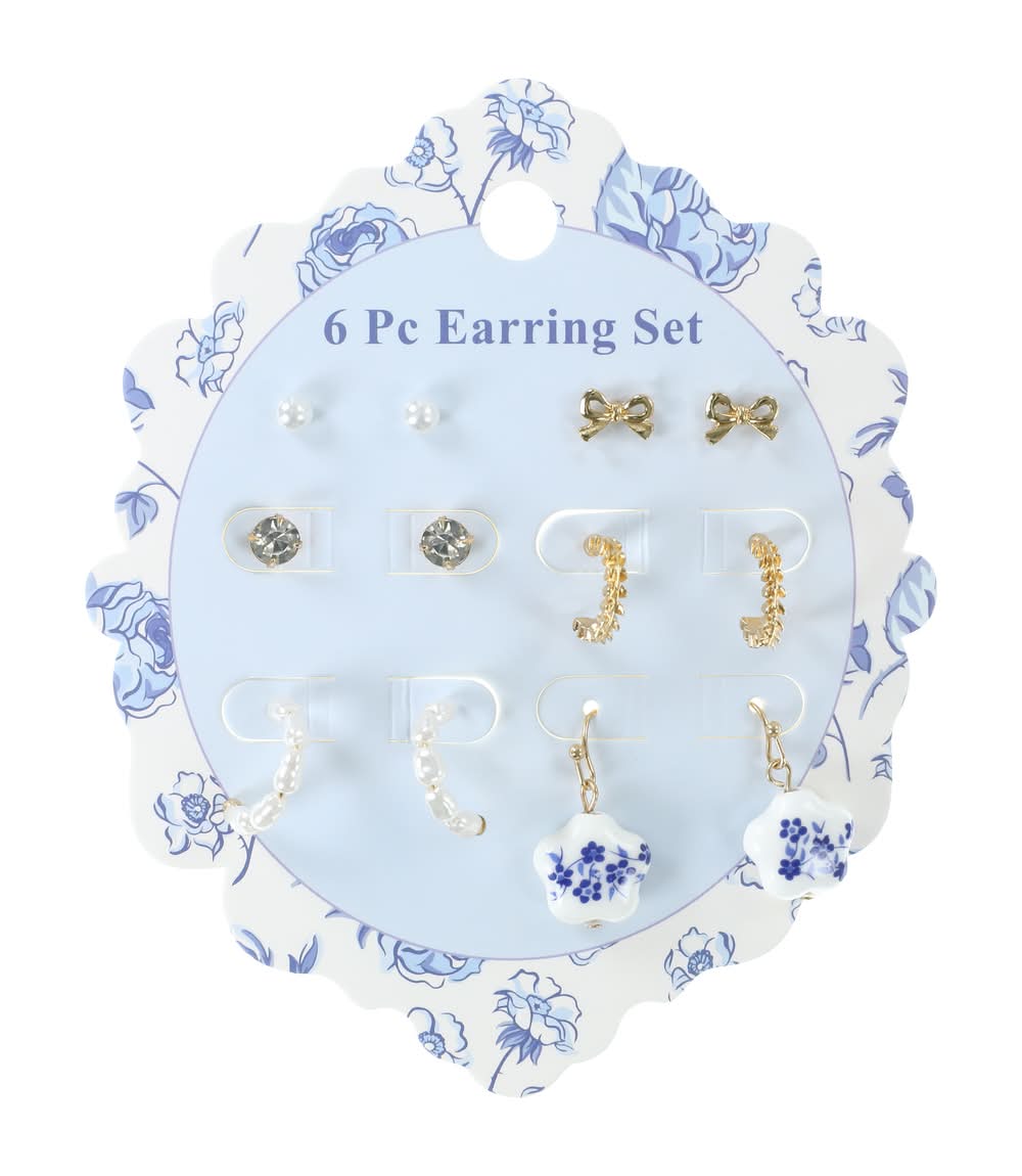 Girlitude Earrings 6-Pack Blue Coquette