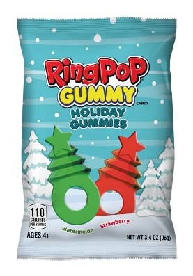 Ring Pop Gummies Trees Christmas Candies, Watermelon-Strawberry, 4+ Years (3.4 oz)
