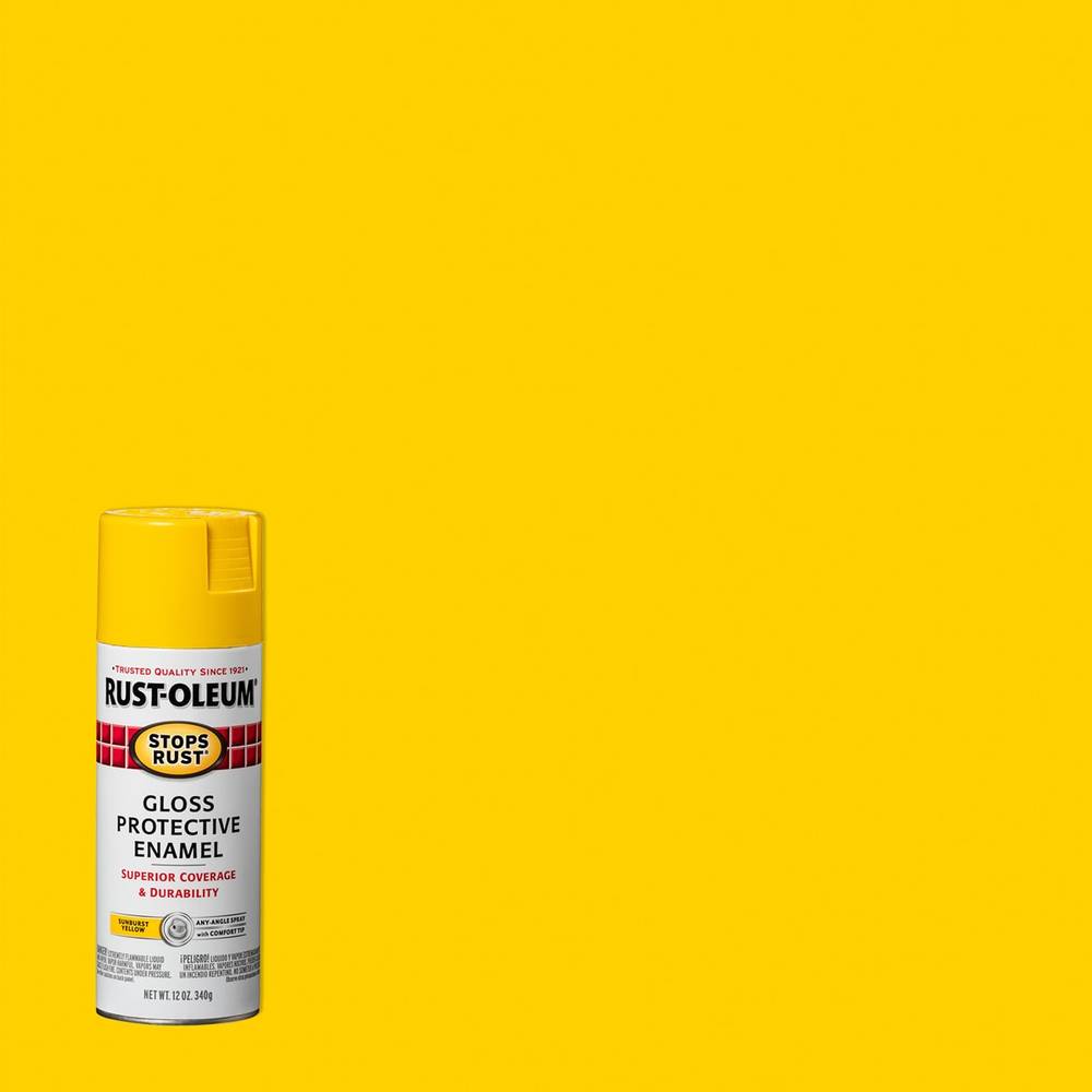 Rust-Oleum Stops Rust Protective Enamel Spray Paint, Gloss Yellow (12 oz)