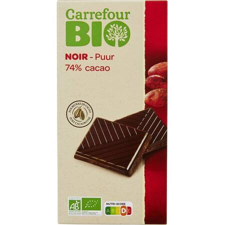Bio - FID - Chocolat bio noir 74% cacao CARREFOUR BIO - la tablette de 100g