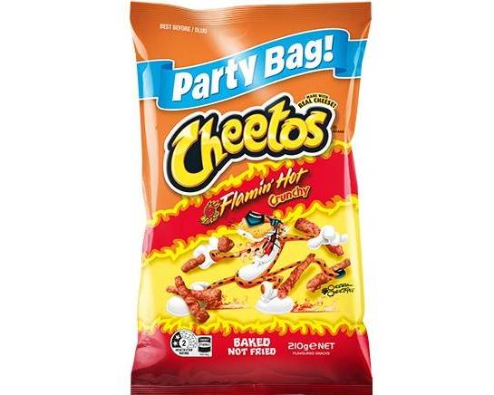 Cheetos Corn Snacks Crunchy Flamin Hot Party Bag 210g