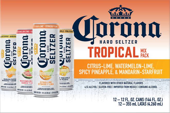 Corona Tropical Mix pack Bright Flavor Hard Seltzer (12 ct, 12 fl oz) (pineapple-mandrin