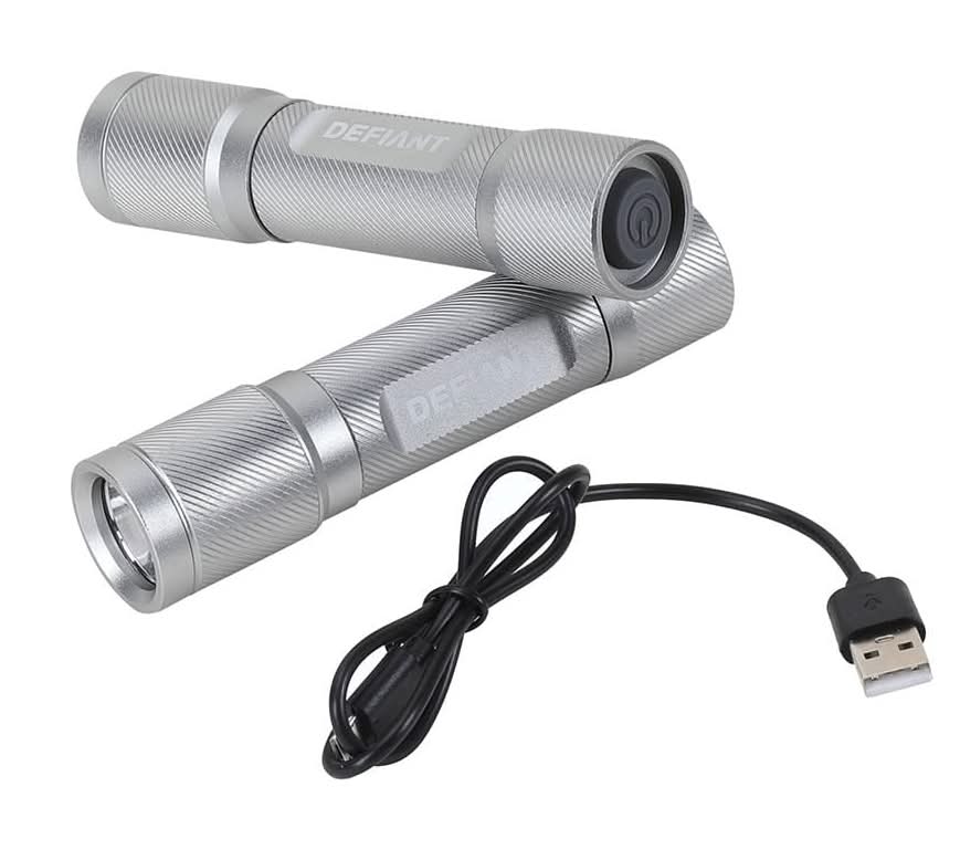 Defiant 500 Lumens Led Rechargeable Aluminum Flashlight (2-Pack)