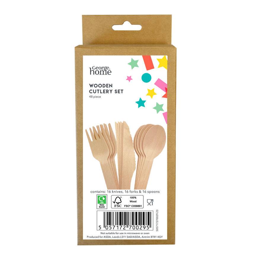 George Wooden Cutlery Set (48 pack)